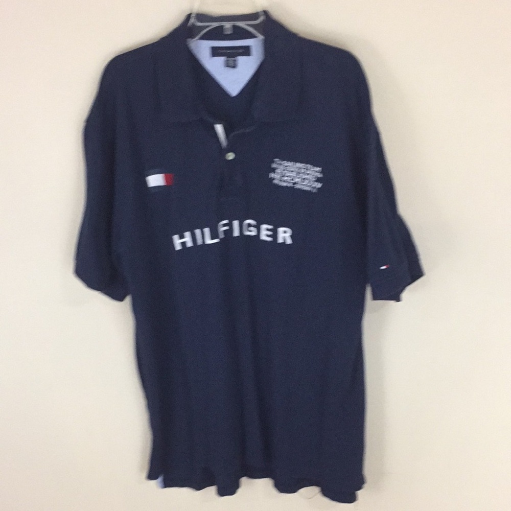 Tommy Hilfiger Navy Cotton Polo Shirt  Sailing Team 1985 Size XXL - Picture 15 of 15